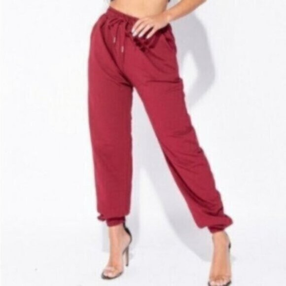 NWOT Esprit Burgundy Drawstring Joggers - Picture 2 of 13